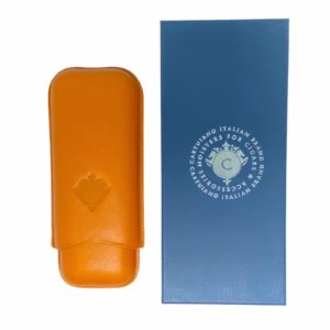 CARTUJANO CIGAR CASE FOR TWO BULL ORANGE CIGARS